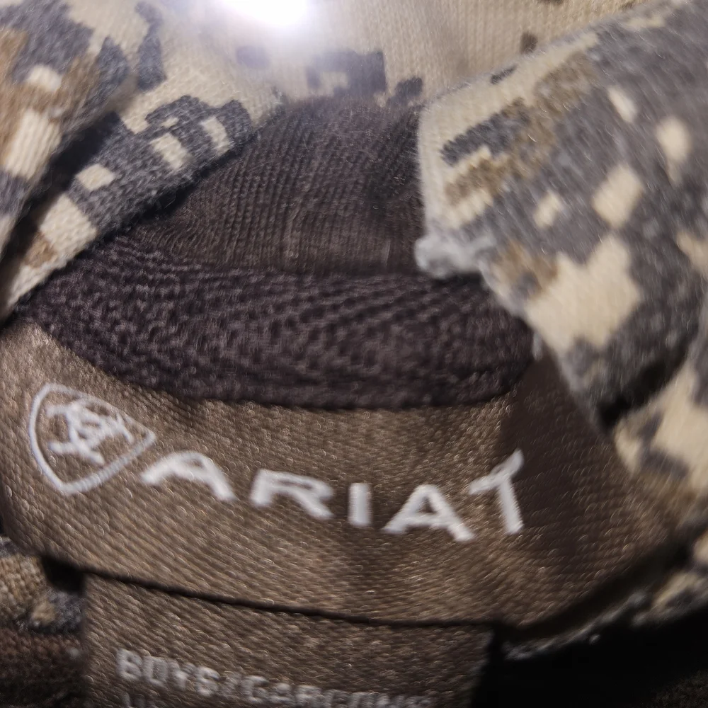 Ariat Patriot Digital Camo Hoodie Sweatshirt Boys Sz Large Brown Black Military